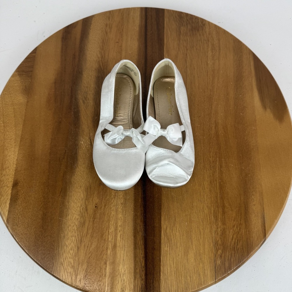 New Little Kids Dream Pairs Sophia White Satin Bow Mary Jane‎ Flats Size 11 C
